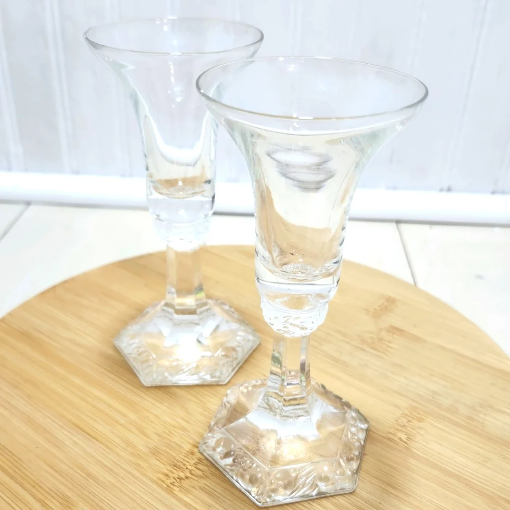 VTG Rosenthal Crystal Germany Classic Rose MARIA Candle‎ Taper Set of 2 Holders
